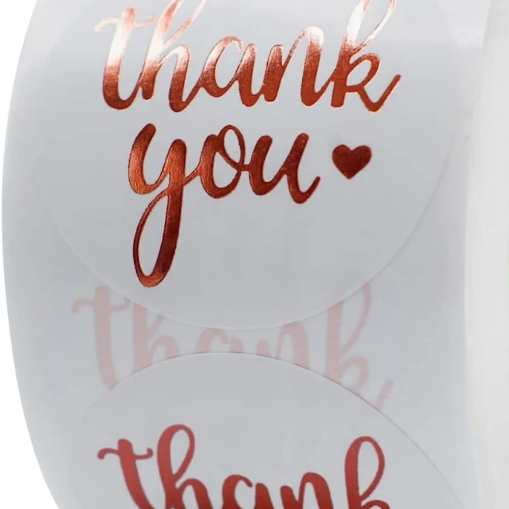 50 THANK YOU Stickers Rose Gold Foil Font 1.50
